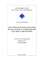 Phân tích kết quả hoạt động kinh doanh tại công ty cổ phần thương mại   dịch vụ phương đông