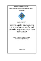 điều tra hiện trạng canh tác và sử dụng thuốc trừ cỏ trên ruộng lúa tại tỉnh đồng tháp