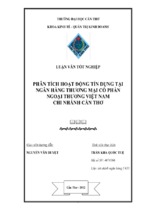 Phân tích hoạt động tín dụng tại ngân hàng thương mại cổ phần ngoại thương việt nam chi nhánh cần thơ