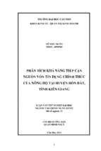 Phân tích khả năng tiếp cận nguồn vốn tín dụng chính thức của nông hộ tại huyện hòn đất, tỉnh kiên giang