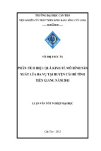 Phân tích hiệu quả kinh tế mô hình sản xuất lúa ba vụ tại huyện cái bè tỉnh tiền giang năm 2011