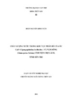 Chất lượng nước trong khu vực phân bố của ốc gạo (cipangopaludina lecithoides ) và vẹm sông (limnoperna fortune) ở huyện chợ lách, tỉnh bến tre