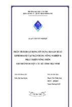 Phân tích hoạt động tín dụng hộ sản xuất kinh doanh tại ngân hàng nông nghiệp & phát triển nông thôn chi nhánh huyện cầu kè tỉnh trà vinh