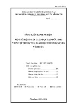 Skkn một số biện pháp giáo dục đạo đức học viên tại trung tâm giáo dục thường xuyên vĩnh cửu