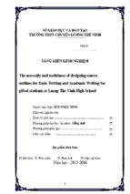 Skkn the necessity and usefulness of designing course outlines for basic writing and academic writing for gifted students at luong the vinh high schogol