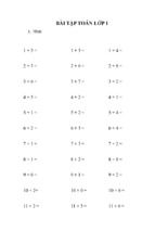 Bài tập môn toán lớp 1 ôn tập các phép tính trong phạm vi 10