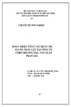 Luận văn quản trị nhân lực hoàn thiện công tác quản trị nhân lực tại công ty tnhh tmvà sx phan gia