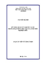 Kỹ năng quản lý cảm xúc lo âu trong hoạt động học tập của sinh viên đại học huế