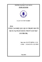 Luận văn tốt nghiệp nâng cao hiệu quả quản trị rủi ro tín dụng tại ngân hàng tmcp nam việt (navibank)