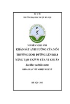 Khảo sát ảnh hưởng của môi trường dinh dưỡng lên khả năng tạo enzym của vi khuẩn