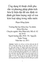 ứng dụng kĩ thuật chiết pha rắn và phương pháp phân tích hóa lý hiện đại để xác định và đánh giá hàm lượng một số ion kim loại nặng trong mẫu nước