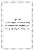 Luận văn tổ chức công tác kế toán tiền lương và các khoản trích theo lương tại công ty xây dựng số 2 thăng long