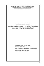 Sáng kiến kinh nghiệm phương pháp giải bài tập tìm công thức hóa học của các chất cô cơ