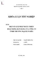 Một số giải pháp hoàn thiện hoạt động bán hàng của công ty tnhh thương mại hà nghĩa