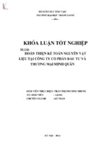 Hoàn thiện kế toán nguyên vật liệu tại công ty cổ phần đầu tư và thương mại minh quân