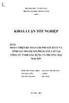 Hoàn thiện kế toán chi phí sản xuất và tính giá thành sản phẩm xây lắp tại công ty thhh xây dựng và thương mại mai sơn