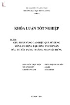 Giải pháp nâng cao hiệu quả sử dụng vốn lưu động tại công ty cổ phần đầu tư xây dựng thương mại việt hưng