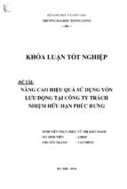 Nâng cao hiệu quả sử dụng vốn lưu động tại công ty trách nhiệm hữu hạn phúc hưng