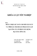 Hoàn thiện kế toán chi phí sản xuất và tính giá thành sản phẩm tại công ty cổ phần xây dựng hạ tầng sông đà