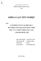 Giải pháp nâng cao hiệu quả huy động vốn tại ngân hàng tmcp đầu tư và phát triển việt nam   chi nhánh hà nội