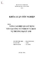 Nâng cao hiệu quả sử dụng vốn tại công ty tnhh và dịch vụ thương mại lý anh