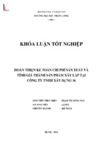 Hoàn thiện kế toán chi phí sản xuất và tính giá thành sản phẩm xây lắp tại công ty tnhh xây dựng 36