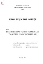 Hoàn thiện công tác đào tạo nhân lực tại quỹ bảo vệ môi trường hà nội