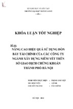 Nâng cao hiệu quả sử dụng đòn bẩy tài chính của các công ty ngành xây dựng niêm yết trên sở giao dịch chứng khoán thành phố hà nội