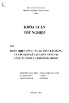 Hoàn thiện công tác kế toán bán hàng và xác định kết quả bán hàng tại công ty tnhh cơ khí đông phong