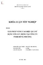 Giải pháp nâng cao hiệu quả sử dụng vốn lưu động tại công ty tnhh hùng phương