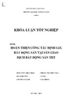 Hoàn thiện công tác định giá bất động sản tại sàn giao dịch bất động sản tht