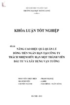 Nâng cao hiệu quả quản lý dòng tiền ngắn hạn tại công ty trách nhiệm hữu hạn một thành viên đầu tư và xây dựng vạn tường