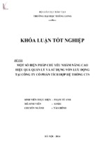 Một số biện pháp chủ yếu nhằm nâng cao hiệu quả quản lý và sử dụng vốn lưu động tại công ty cổ phần tích hợp hệ thống cts