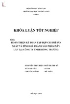 Hoàn thiện kế toán tập hợp chi phí sản xuất và tính giá thành sản phẩm xây lắp tại công ty tnhh hồng trường