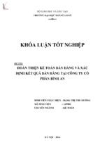 Hoàn thiện kế toán bán hàng và xác định kết quả bán hàng tại công ty cổ phần bình an