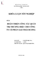 Hoàn thiện công tác quản trị thương hiệu cho công ty cổ phần sao thái dương