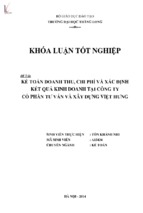 Kế toán doanh thu, chi phí và xác định kết quả kinh doanh tại công ty cổ phần tư vấn và xây dựng việt hưng