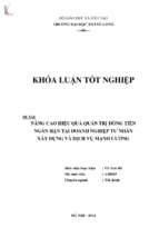 Nâng cao hiệu quả quản trị dòng tiền ngắn hạn tại doanh nghiệp tư nhân xây dựng và dịch vụ mạnh cường