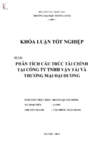 Phân tích cấu trúc tài chính tại công ty tnhh vận tải và thương mại đại dương