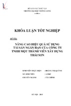 Nâng cao hiệu quả sử dụng tài sản ngắn hạn của công ty tnhh một thành viên xây dựng thái sơn.