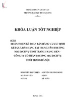 Hoàn thiện kế toán bán hàng và xác định kết quả bán hàng tại trung tâm thương mại dịch vụ thời trang tràng tiền   công ty cổ phần thương mại dịch vụ thời trang hà nội