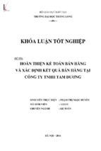 Hoàn thiện công tác kế toán bán hàng và xác định kết quả bán hàng tại công ty tnhh tam dương