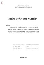 Nâng cao chất lượng tín dụng tại ngân hàng nông nghiệp và phát triển nông thôn chi nhánh hoàng quốc việt