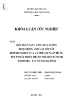 Giải pháp nâng cao chất lượng hoạt động cho vay đối với doanh nghiệp vừa và nhỏ tại ngân hàng thương mại cổ phần phát triển thành phố hồ chí minh (hd bank)   chi nhánh ba đình