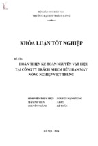 Hoàn thiện kế toán nguyên vật liệu tại công ty tnhh máy nông nghiệp việt trung