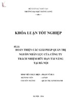 Hoàn thiện các giải pháp quản trị nguồn nhân lực của công ty trách nhiệm hữu hạn tài năng tại hà nội