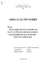 Hoàn thiện kế toán chi phí sản xuất và tính giá thành sản phẩm tại xí nghiệp may đo quân đội   công ty cổ phần x20