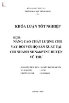 Nâng cao chất lượng cho vay đối với hộ sản xuất tại chi nhánh nhno & ptnt huyện vũ thư