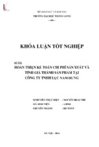 Hoàn thiện kế toán chi phí sản xuất và tính giá thành sản phẩm tại công ty tnhh nam hưng