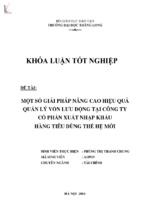 Một số giải pháp nhằm nâng cao hiệu quả quản lý vốn lưu động tại công ty cổ phần xuất nhập khẩu hàng tiêu dùng thế hệ mới